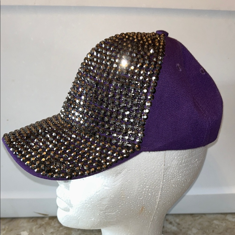Rhinestone Embellished Purple Baseball Cap - Women's Fashion Hat